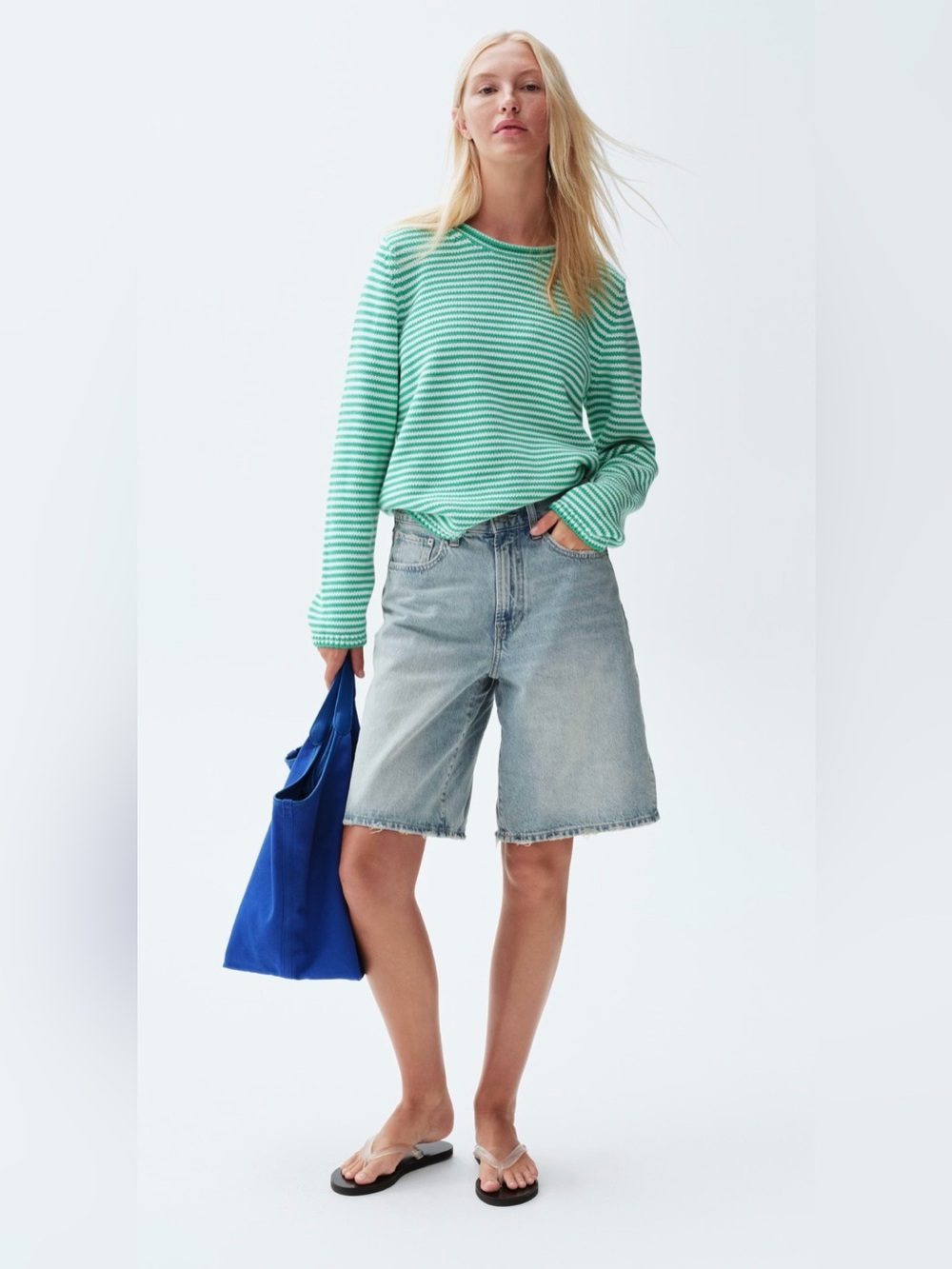 Gap 10 Longline Short Denim 30" x 11" Bermuda Jeans Jorts Light Blue NWT $70